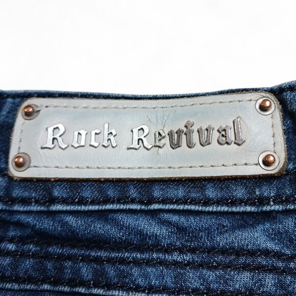 Rock Revival Heather Boot Cut Jeans Size 27 Y2K Sequin Back Pockets Fleur-de-Lis - Picture 7 of 16